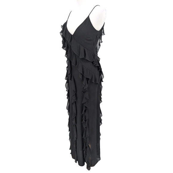 NBD Revolve Nehna Sheer Cascading Ruffle Slip Maxi Gown XS Gothic Fairy Glam - Picture 6 of 15